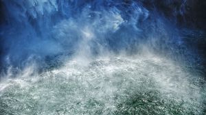 Preview wallpaper sea, aerial view, waves, foam, blue