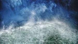 Preview wallpaper sea, aerial view, waves, foam, blue