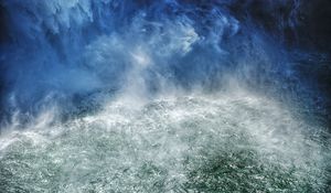 Preview wallpaper sea, aerial view, waves, foam, blue