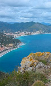 Preview wallpaper sea, bay, mountains, rocks, landscape, shore