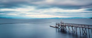 Preview wallpaper sea, bay, pier, water, landscape, nature