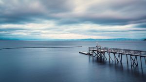 Preview wallpaper sea, bay, pier, water, landscape, nature