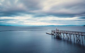 Preview wallpaper sea, bay, pier, water, landscape, nature