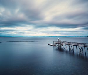 Preview wallpaper sea, bay, pier, water, landscape, nature