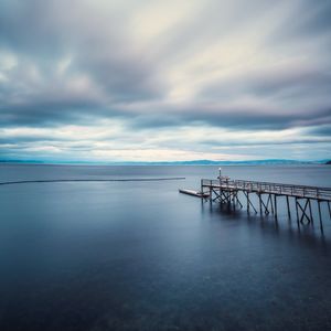 Preview wallpaper sea, bay, pier, water, landscape, nature