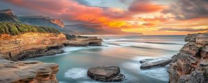 Preview wallpaper sea, bay, rocks, clouds