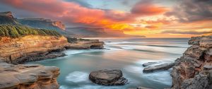 Preview wallpaper sea, bay, rocks, clouds
