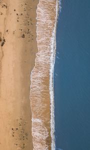 Preview wallpaper sea, beach, aerial view, wave, surf, sand