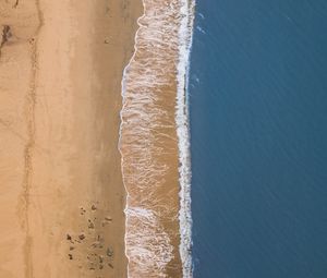 Preview wallpaper sea, beach, aerial view, wave, surf, sand