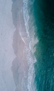Preview wallpaper sea, beach, aerial view, wave, surf