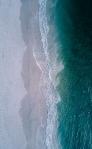 Preview wallpaper sea, beach, aerial view, wave, surf