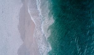 Preview wallpaper sea, beach, aerial view, wave, surf