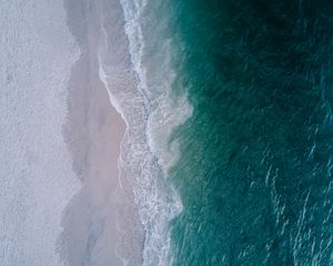 Preview wallpaper sea, beach, aerial view, wave, surf