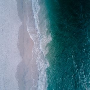 Preview wallpaper sea, beach, aerial view, wave, surf