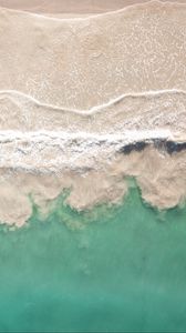 Preview wallpaper sea, beach, aerial view, coast, waves, surf
