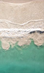 Preview wallpaper sea, beach, aerial view, coast, waves, surf