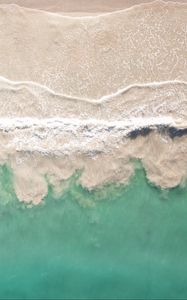 Preview wallpaper sea, beach, aerial view, coast, waves, surf