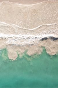 Preview wallpaper sea, beach, aerial view, coast, waves, surf