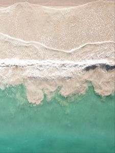 Preview wallpaper sea, beach, aerial view, coast, waves, surf