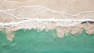 Preview wallpaper sea, beach, aerial view, coast, waves, surf