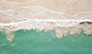 Preview wallpaper sea, beach, aerial view, coast, waves, surf