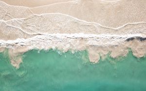 Preview wallpaper sea, beach, aerial view, coast, waves, surf