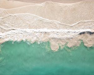 Preview wallpaper sea, beach, aerial view, coast, waves, surf