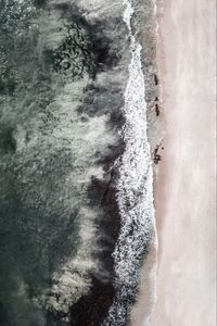 Preview wallpaper sea, beach, aerial view, wave, surf, sand