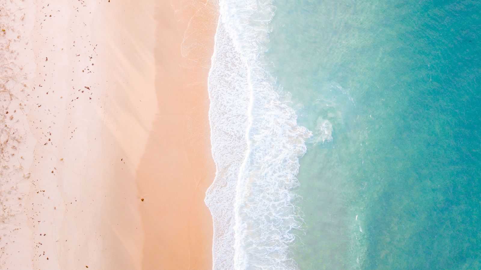 Download wallpaper 1600x900 sea, beach, aerial view, surf, wave ...