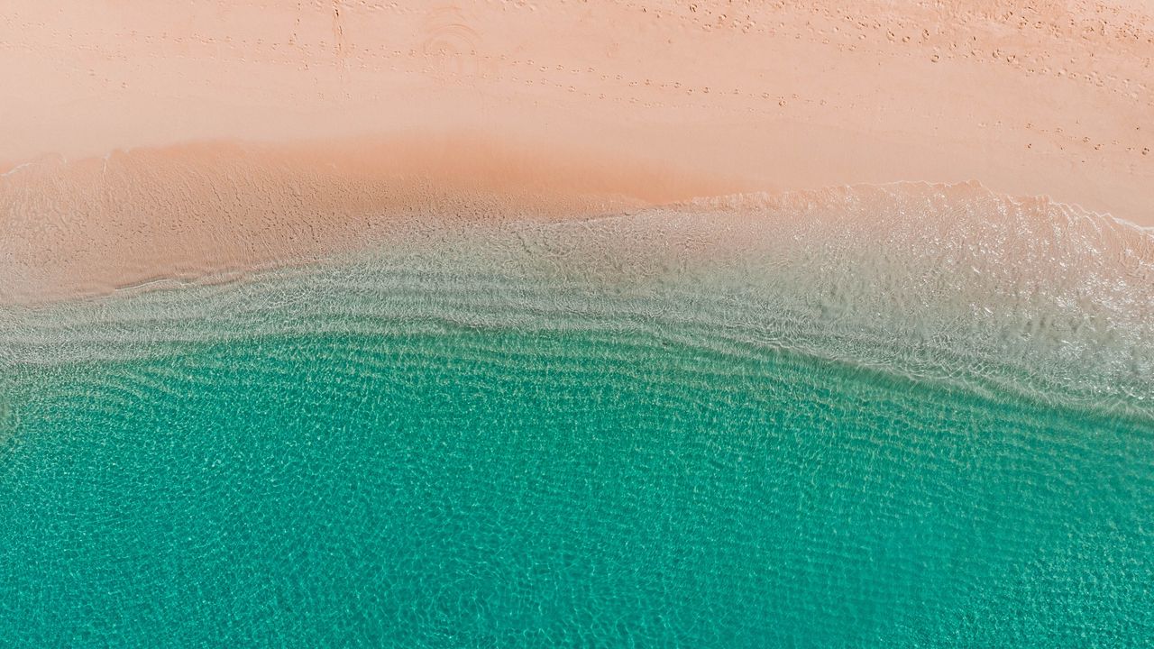 Wallpaper sea, beach, aerial view, water, sand