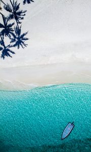 Preview wallpaper sea, beach, aerial view, boat, water