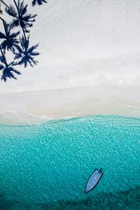 Preview wallpaper sea, beach, aerial view, boat, water