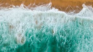 Preview wallpaper sea, beach, aerial view, waves, water