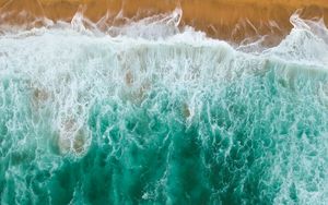 Preview wallpaper sea, beach, aerial view, waves, water