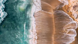 Preview wallpaper sea, beach, aerial view, foam