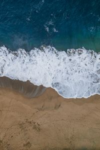 Preview wallpaper sea, beach, aerial view, wave, water, sand