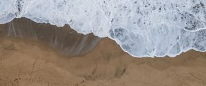 Preview wallpaper sea, beach, aerial view, wave, water, sand