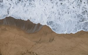 Preview wallpaper sea, beach, aerial view, wave, water, sand