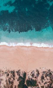 Preview wallpaper sea, beach, aerial view, shore, water, sand