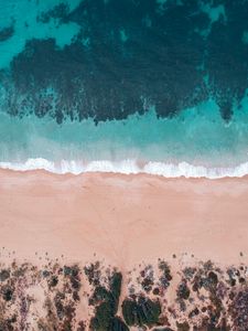 Preview wallpaper sea, beach, aerial view, shore, water, sand