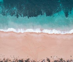 Preview wallpaper sea, beach, aerial view, shore, water, sand