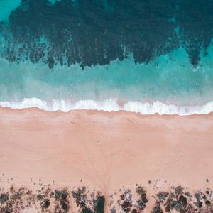 Preview wallpaper sea, beach, aerial view, shore, water, sand