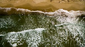 Preview wallpaper sea, beach, aerial view, waves