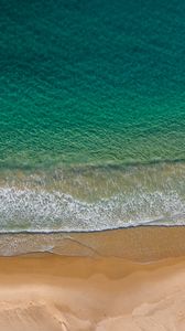 Preview wallpaper sea, beach, aerial view, wave, surf, water