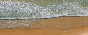 Preview wallpaper sea, beach, aerial view, wave, surf, water