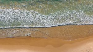 Preview wallpaper sea, beach, aerial view, wave, surf, water