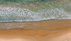 Preview wallpaper sea, beach, aerial view, wave, surf, water