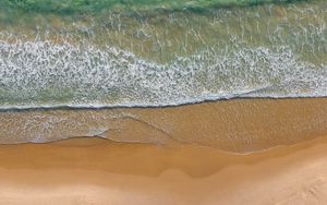 Preview wallpaper sea, beach, aerial view, wave, surf, water