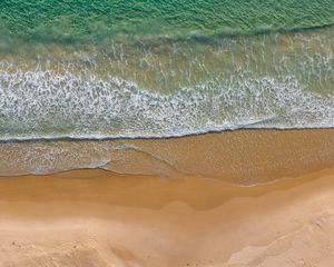 Preview wallpaper sea, beach, aerial view, wave, surf, water