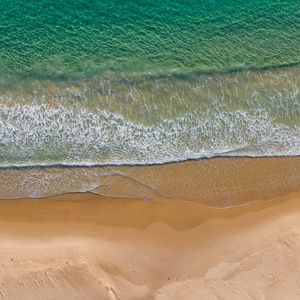 Preview wallpaper sea, beach, aerial view, wave, surf, water